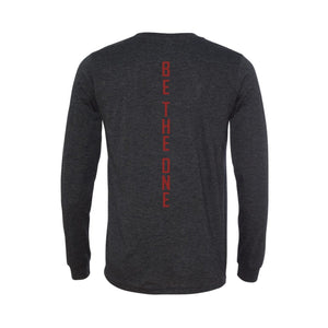 Be The One (on spine) with Arrows - LS Unisex-Charcoal black w/red