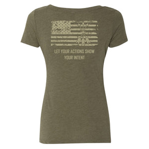 Let your Actions....flag w/arrows - Military Green w/black