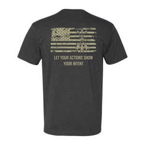 Let Your Actions....flag w/arrows - Charcoal Gray w/tan