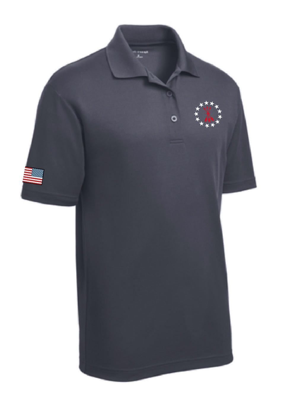 Mens Polo - Steel Gray with Arrows and Stars
