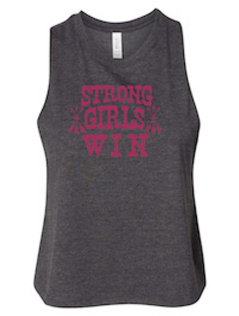 "Strong Girls Win" Racerback crop tank - two colors available
